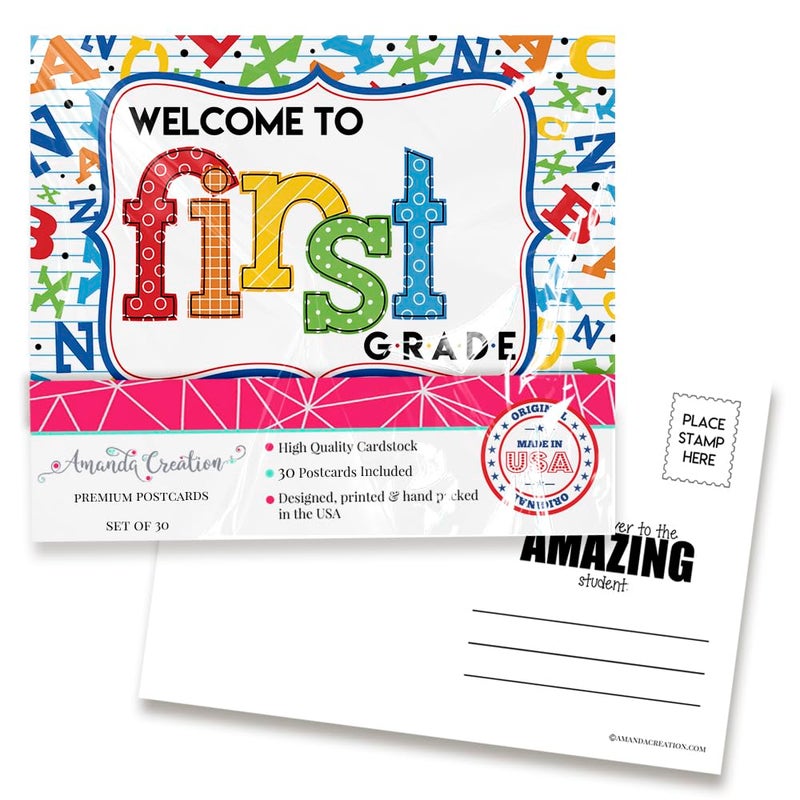 Amanda Creation Welcome To 1st Grade Alphabet Themed Blank Postcards For Teachers To Send To Students, 4"x6" Fill In Notecards by AmandaCreation (30) - Image 1